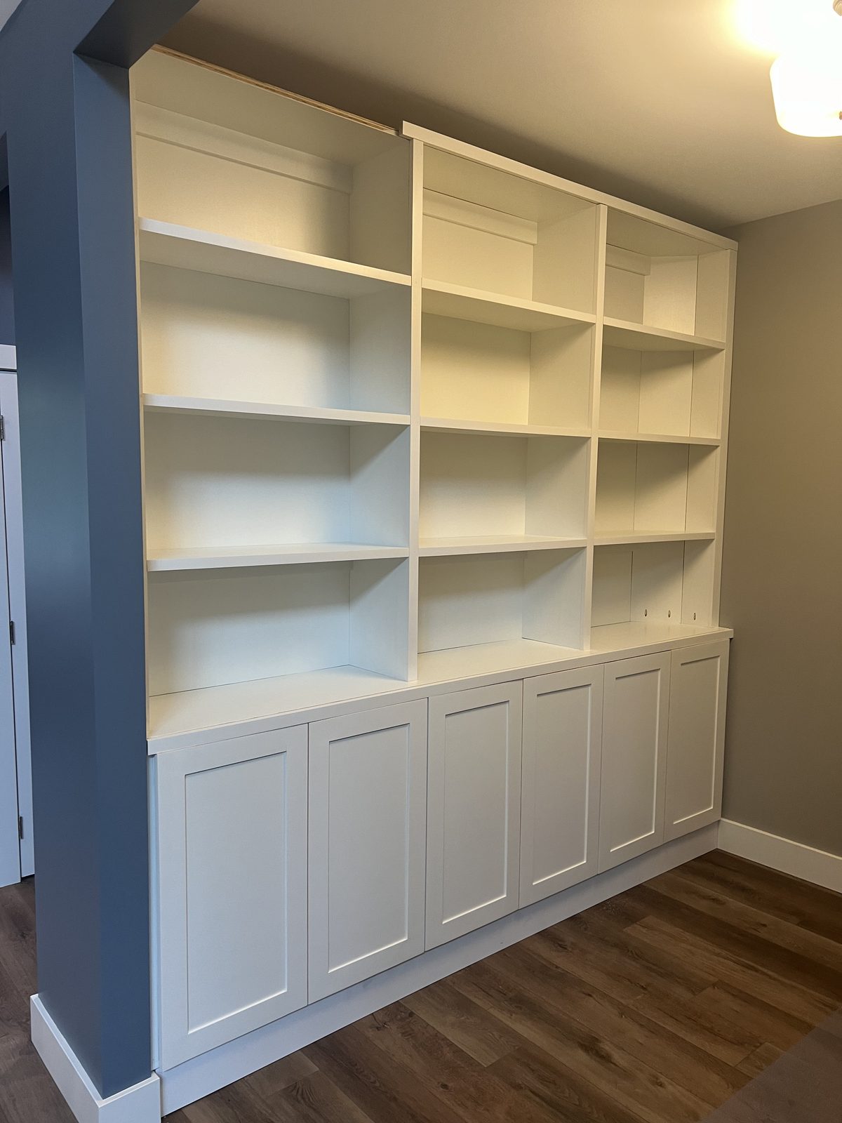 Full shelving structure assembled on-site